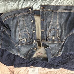 Torrid Blue Denim Short Sleeve Cropped Jacket Distressed Finish